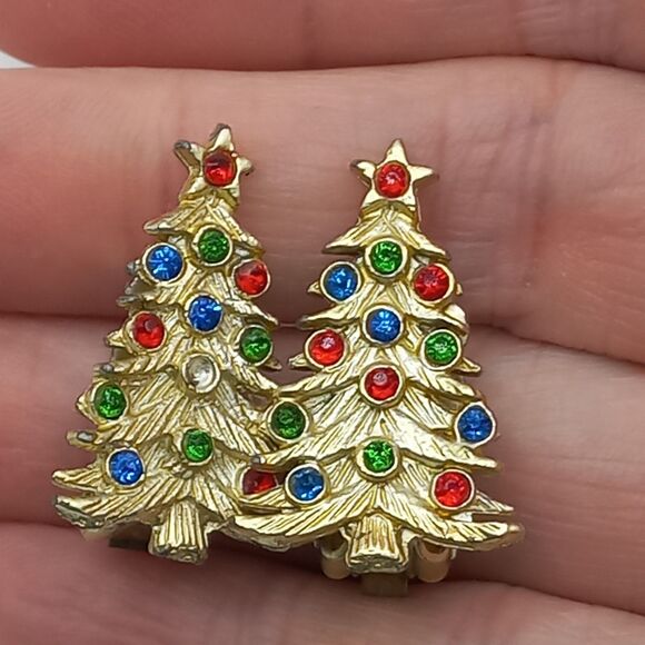 10PC Vintage Christmas Brooches Jewelry Sterling Silver Angel Trees Snowman - Picture 9 of 9